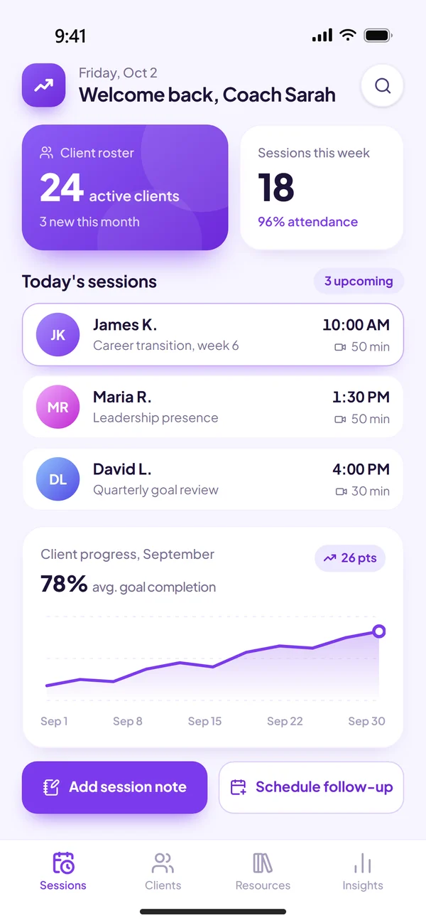 Momentum app screen