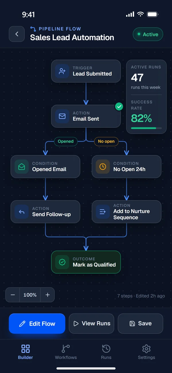 Pipeline Flow app screen