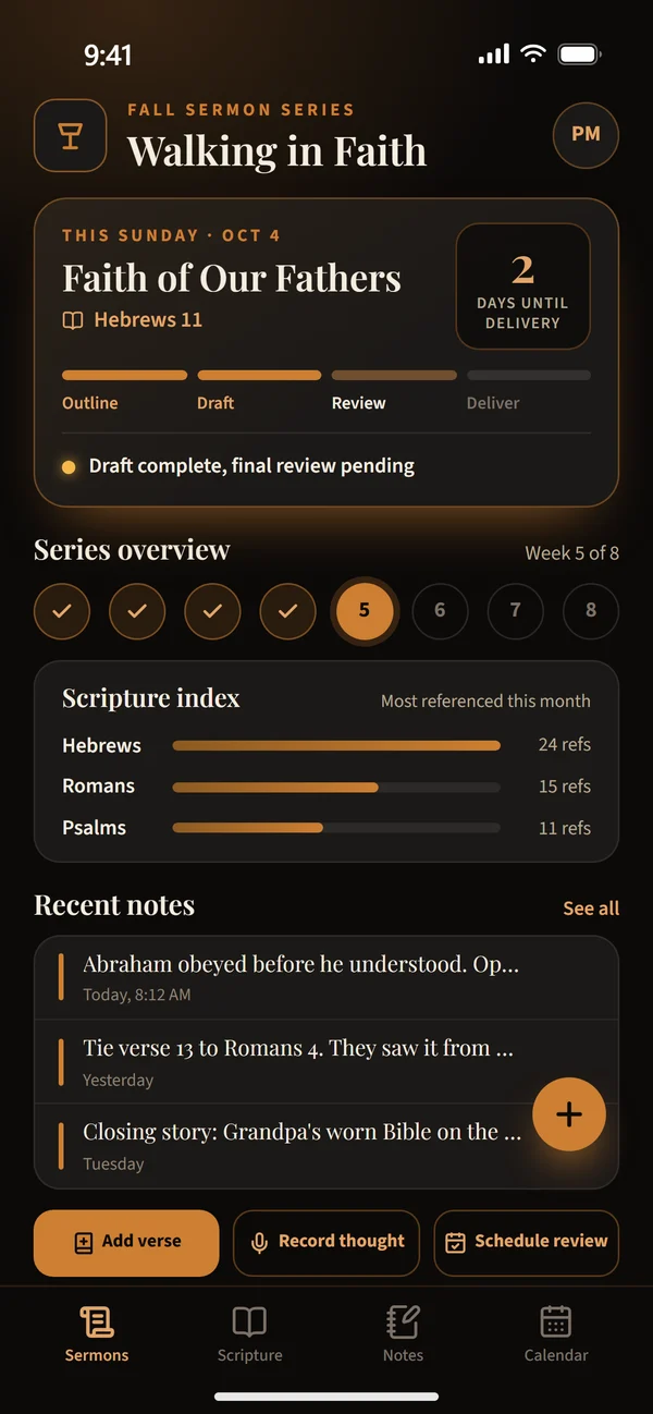 Pulpit app screen