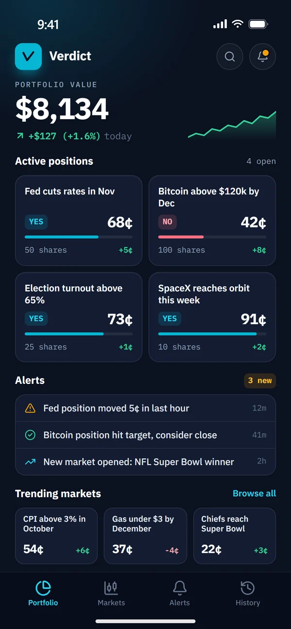 Verdict app screen